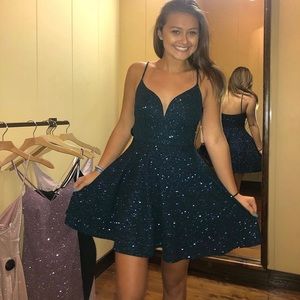 Emerald sparkly green homecoming dress